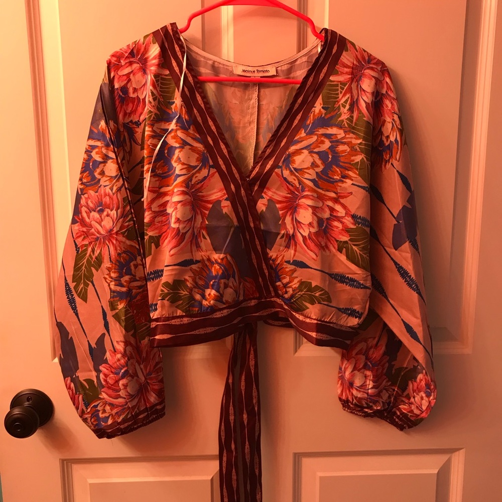 Long sleeve crop top blouse